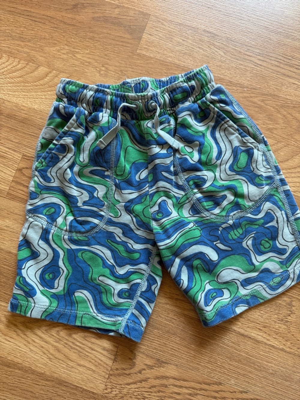 Hanna Andersson Map Camo Shorts Green Blue 5